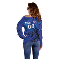 Custom Bosnia and Herzegovina Football Off Shoulder Sweater The Dragons Go Champions - Wonder Print Shop