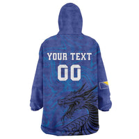 Custom Bosnia and Herzegovina Football Wearable Blanket Hoodie The Dragons Go Champions - Wonder Print Shop