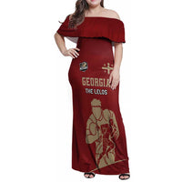 Custom Georgia Rugby Family Matching Off Shoulder Maxi Dress and Hawaiian Shirt The Lelos Go Champions