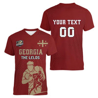 Custom Georgia Rugby Women V-Neck T-Shirt The Lelos Go Champions - Wonder Print Shop