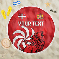 Personalized Georgia Beach Blanket Lion Borjgali
