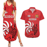 Personalized Georgia Couples Matching Summer Maxi Dress and Hawaiian Shirt Lion Borjgali