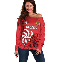 Personalized Georgia Off Shoulder Sweater Lion Borjgali - Wonder Print Shop