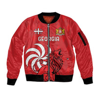 Personalized Georgia Sleeve Zip Bomber Jacket Lion Borjgali - Wonder Print Shop