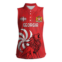 Personalized Georgia Women Sleeveless Polo Shirt Lion Borjgali - Wonder Print Shop
