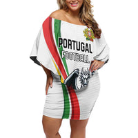 Custom Portugal Football Family Matching Off Shoulder Short Dress and Hawaiian Shirt A Selecao das Quinas Dragon Mascot