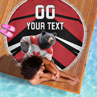 Custom Canada Hockey Beach Blanket Black Bear Playing Ice Hockey
