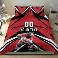 Custom Canada Hockey Bedding Set Black Bear Playing Ice Hockey