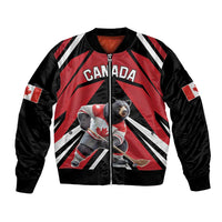 Custom Canada Hockey Bomber Jacket Black Bear Playing Ice Hockey