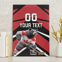 Custom Canada Hockey Canvas Wall Art Black Bear Playing Ice Hockey