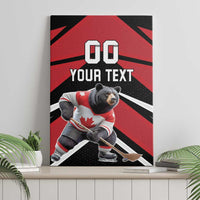 Custom Canada Hockey Canvas Wall Art Black Bear Playing Ice Hockey