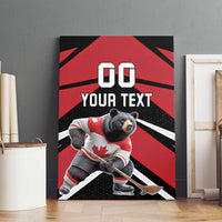 Custom Canada Hockey Canvas Wall Art Black Bear Playing Ice Hockey