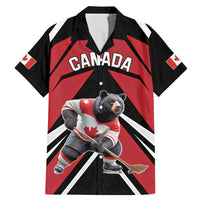 Custom Canada Hockey Family Matching Mermaid Dress and Hawaiian Shirt Black Bear Playing Ice Hockey