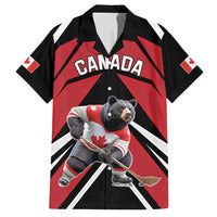 Custom Canada Hockey Family Matching Tank Maxi Dress and Hawaiian Shirt Black Bear Playing Ice Hockey