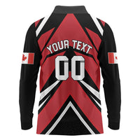 Custom Canada Hockey Long Sleeve Polo Shirt Black Bear Playing Ice Hockey