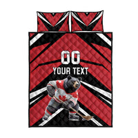 Custom Canada Hockey Quilt Bed Set Black Bear Playing Ice Hockey