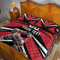 Custom Canada Hockey Quilt Bed Set Black Bear Playing Ice Hockey