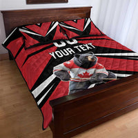 Custom Canada Hockey Quilt Bed Set Black Bear Playing Ice Hockey