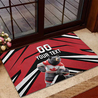 Custom Canada Hockey Rubber Doormat Black Bear Playing Ice Hockey