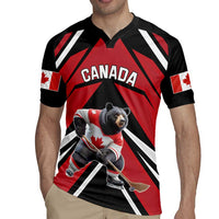 Custom Canada Hockey Rugby Jersey Black Bear Playing Ice Hockey