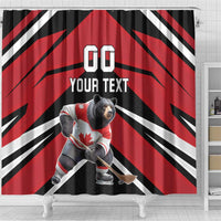 Custom Canada Hockey Shower Curtain Black Bear Playing Ice Hockey