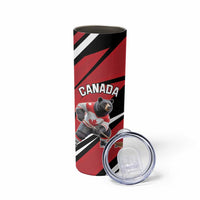 Custom Canada Hockey Skinny Tumbler Black Bear Playing Ice Hockey