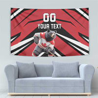 Custom Canada Hockey Tapestry Black Bear Playing Ice Hockey