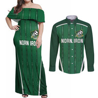 Custom Northern Ireland Football Couples Matching Off Shoulder Maxi Dress and Long Sleeve Button Shirt Norn Iron Go Champions