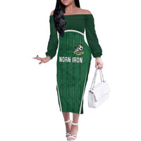 Custom Northern Ireland Football Off The Shoulder Long Sleeve Dress Norn Iron Go Champions