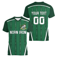 Custom Northern Ireland Football Women V-Neck T-Shirt Norn Iron Go Champions