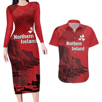 Personalized Northern Ireland Couples Matching Long Sleeve Bodycon Dress and Hawaiian Shirt Giant’s Causeway Retro Style