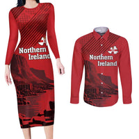 Personalized Northern Ireland Couples Matching Long Sleeve Bodycon Dress and Long Sleeve Button Shirt Giant’s Causeway Retro Style