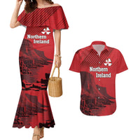 Personalized Northern Ireland Couples Matching Mermaid Dress and Hawaiian Shirt Giant’s Causeway Retro Style