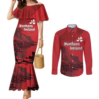 Personalized Northern Ireland Couples Matching Mermaid Dress and Long Sleeve Button Shirt Giant’s Causeway Retro Style