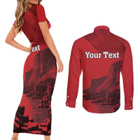 Personalized Northern Ireland Couples Matching Short Sleeve Bodycon Dress and Long Sleeve Button Shirt Giant’s Causeway Retro Style