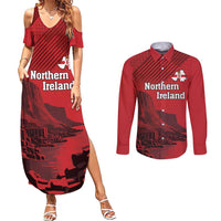 Personalized Northern Ireland Couples Matching Summer Maxi Dress and Long Sleeve Button Shirt Giant’s Causeway Retro Style