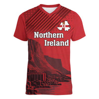 Personalized Northern Ireland Women V-Neck T-Shirt Giant’s Causeway Retro Style