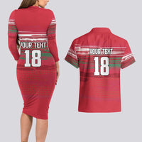 Hungary Basketball Custom Couples Matching Long Sleeve Bodycon Dress and Hawaiian Shirt Come On Magyars Grunge Style - Wonder Print Shop