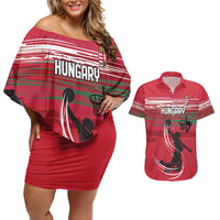 Hungary Basketball Custom Couples Matching Off Shoulder Short Dress and Hawaiian Shirt Come On Magyars Grunge Style - Wonder Print Shop