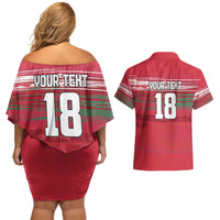 Hungary Basketball Custom Couples Matching Off Shoulder Short Dress and Hawaiian Shirt Come On Magyars Grunge Style - Wonder Print Shop