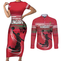 Hungary Basketball Custom Couples Matching Short Sleeve Bodycon Dress and Long Sleeve Button Shirt Come On Magyars Grunge Style - Wonder Print Shop