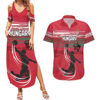 Hungary Basketball Custom Couples Matching Summer Maxi Dress and Hawaiian Shirt Come On Magyars Grunge Style - Wonder Print Shop