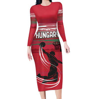 Hungary Basketball Custom Family Matching Long Sleeve Bodycon Dress and Hawaiian Shirt Come On Magyars Grunge Style - Wonder Print Shop