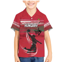 Hungary Basketball Custom Family Matching Mermaid Dress and Hawaiian Shirt Come On Magyars Grunge Style - Wonder Print Shop