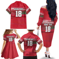 Hungary Basketball Custom Family Matching Off The Shoulder Long Sleeve Dress and Hawaiian Shirt Come On Magyars Grunge Style - Wonder Print Shop