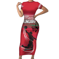 Hungary Basketball Custom Family Matching Short Sleeve Bodycon Dress and Hawaiian Shirt Come On Magyars Grunge Style - Wonder Print Shop