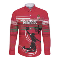 Hungary Basketball Custom Long Sleeve Button Shirt Come On Magyars Grunge Style - Wonder Print Shop