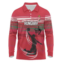 Hungary Basketball Custom Long Sleeve Polo Shirt Come On Magyars Grunge Style - Wonder Print Shop