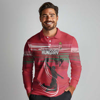Hungary Basketball Custom Long Sleeve Polo Shirt Come On Magyars Grunge Style - Wonder Print Shop