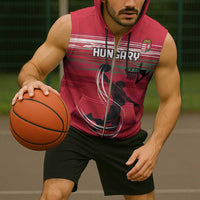 Hungary Basketball Custom Sleeveless Zip Hoodie Come On Magyars Grunge Style - Wonder Print Shop